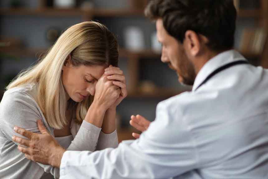 Doctor comforting his patient