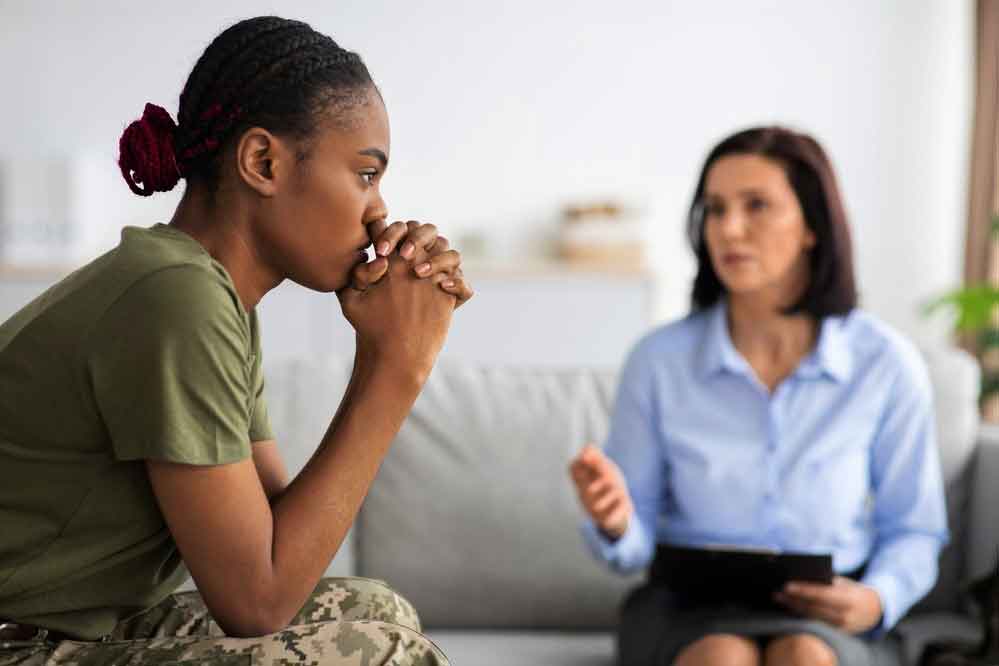 Army woman with PTSD