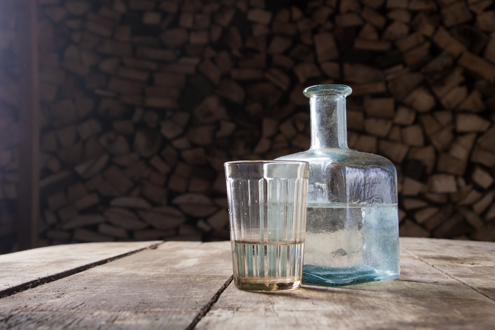 glass of vodka in a table