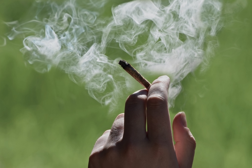 An individual holding a weed cigar