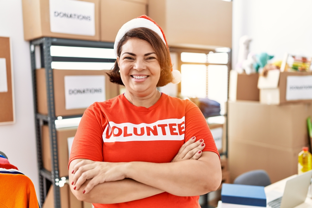 Woman with a volunteer shirt