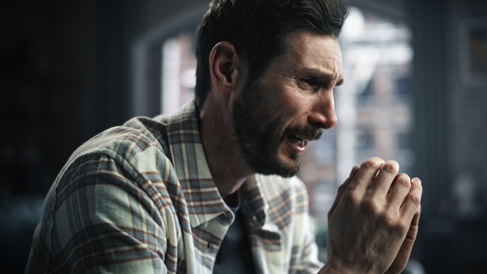 An emotional man with mental health problems